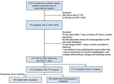 Outcomes associated with antithrombotic strategies in heart failure with reduced ejection fraction and sinus rhythm following acute ischemic stroke